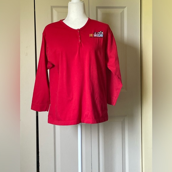 Vintage NASCAR 3/4 Sleeve
T Shirt by Kudzu XL Red 3 button Henley style - Picture 1 of 6